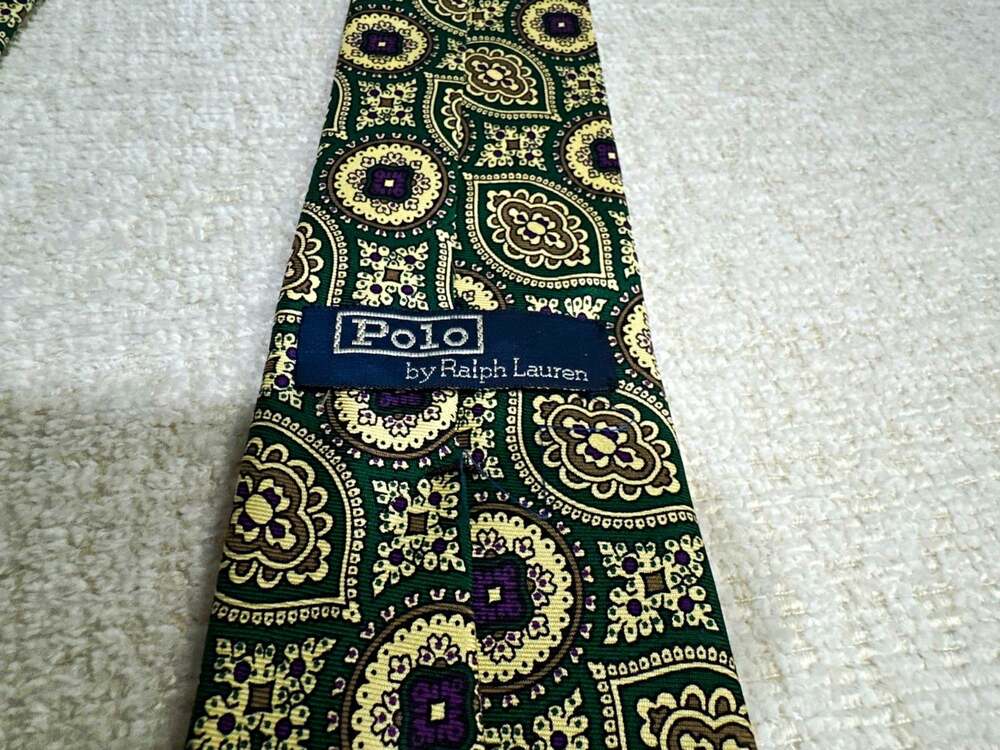 Polo by Ralph Lauren 100% Silk Paisley Tie — Made in Italy, Made by Hand